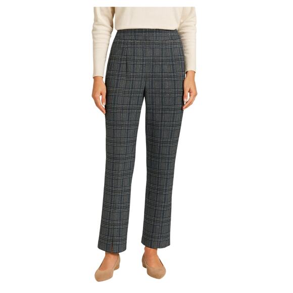 Sincerely Jules Pants - Sincerely Jules Gray Plaid Dress Pants Size Small Straight Leg Stretch Trousers